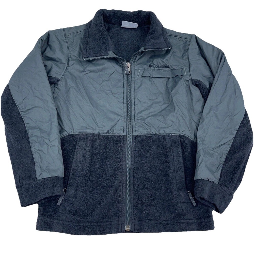 Columbia Jacket Boys Small‎ Black Gray Fleece Mixed  Layer Youth Kids